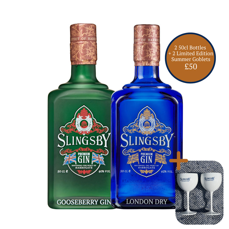 1 x London Dry 50cl + 1 x Gooseberry 50cl PLUS 2 Summer Goblets for £50 : SUMMER PROMO