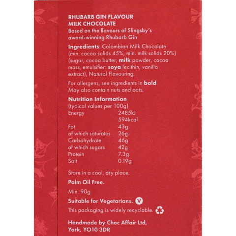 Rhubarb Gin Flavoured Milk Chocolate